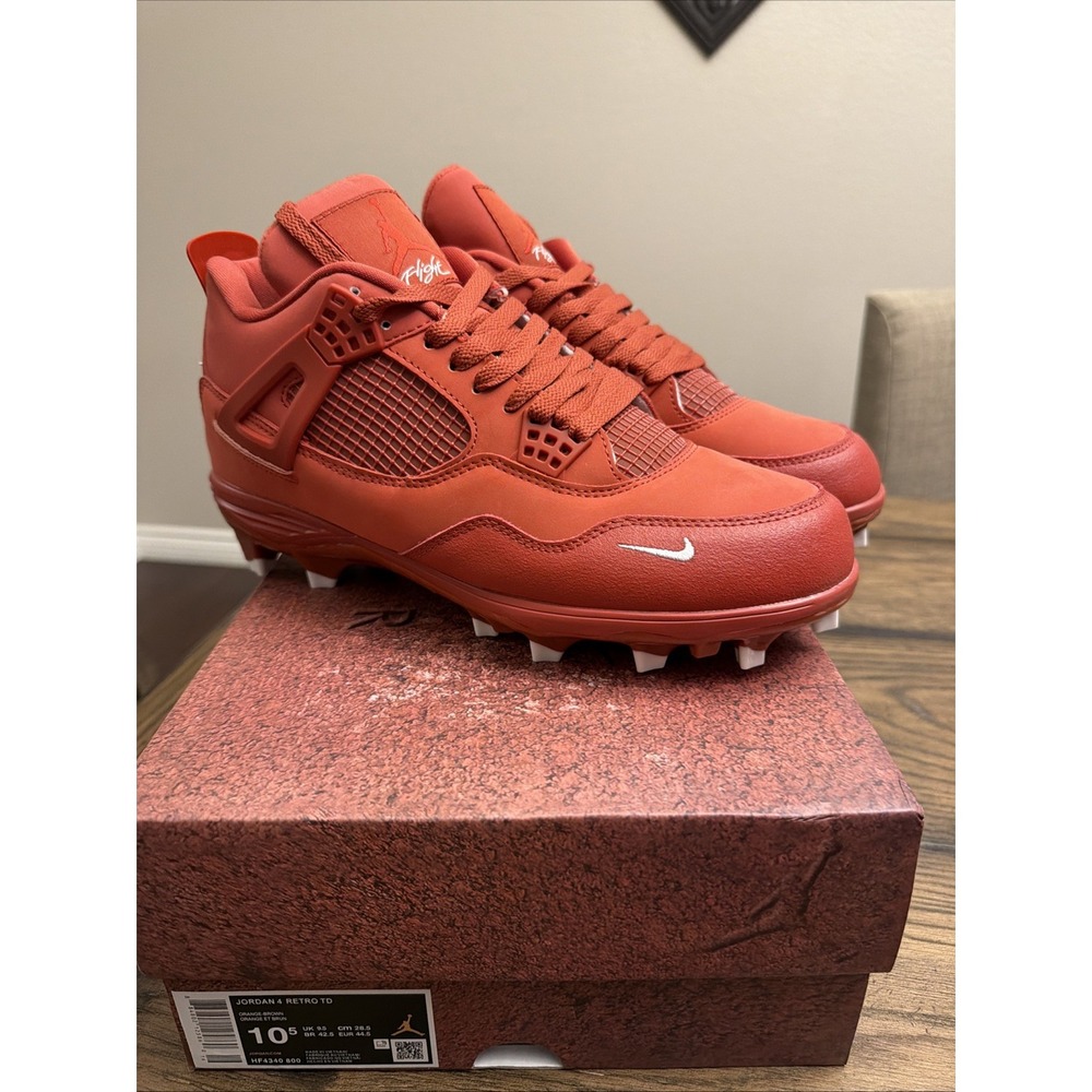 Custom Air Jordan 4 Brick by Brick Football Cleats  Mens Size 10.5